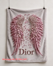 Dior Pink Crystal Wings Flannel Throw Blanket D033